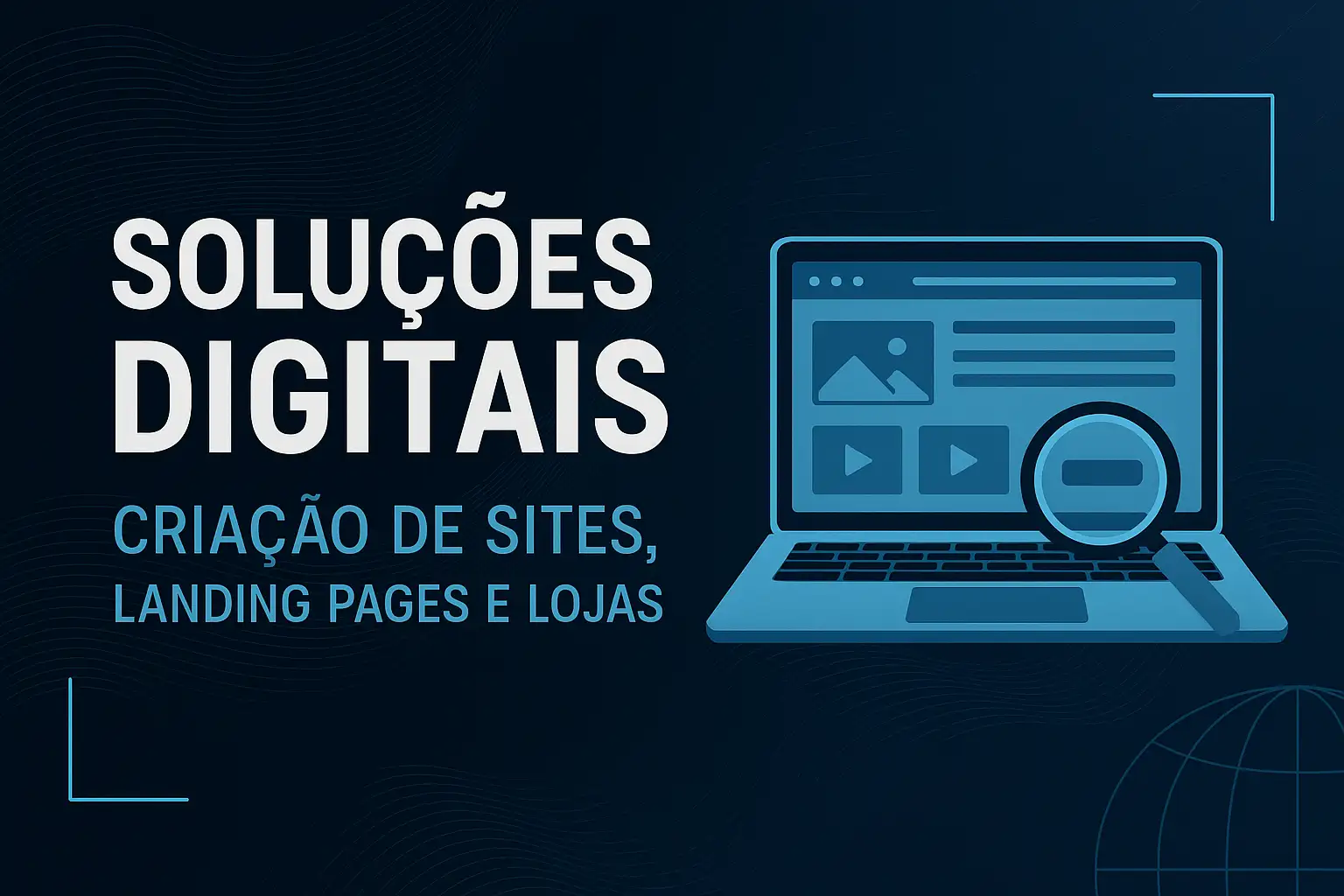 Banner de soluções digitais para criação de sites, landing pages e lojas online